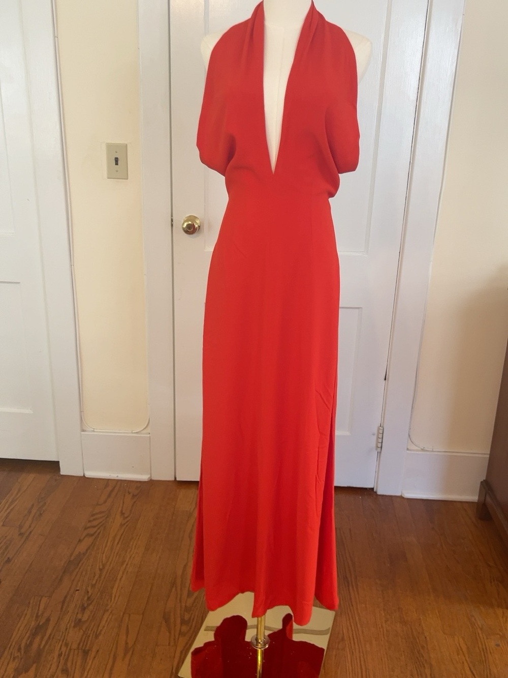 Vintage Christian Lacroix Paris Red Silk Open-Back Evening Gown Archival 6086